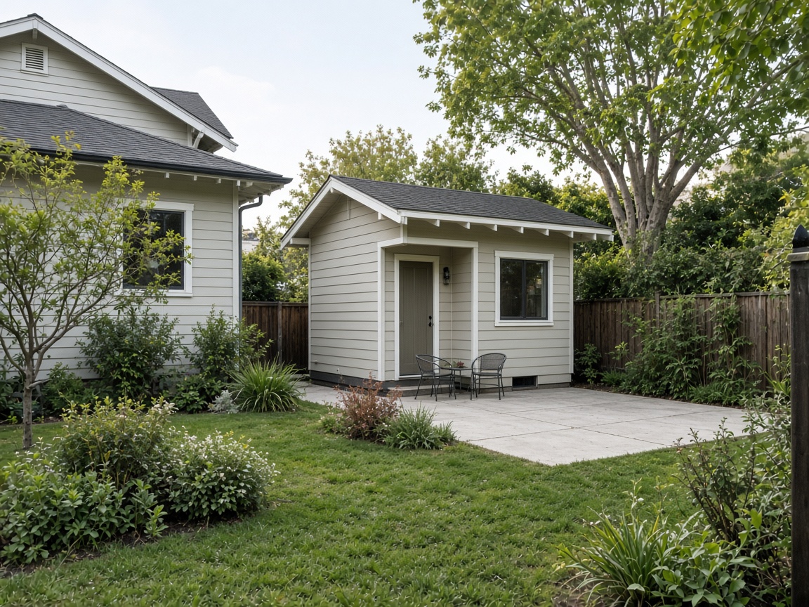 Detached backyard ADU behind a San Francisco Bay Area home